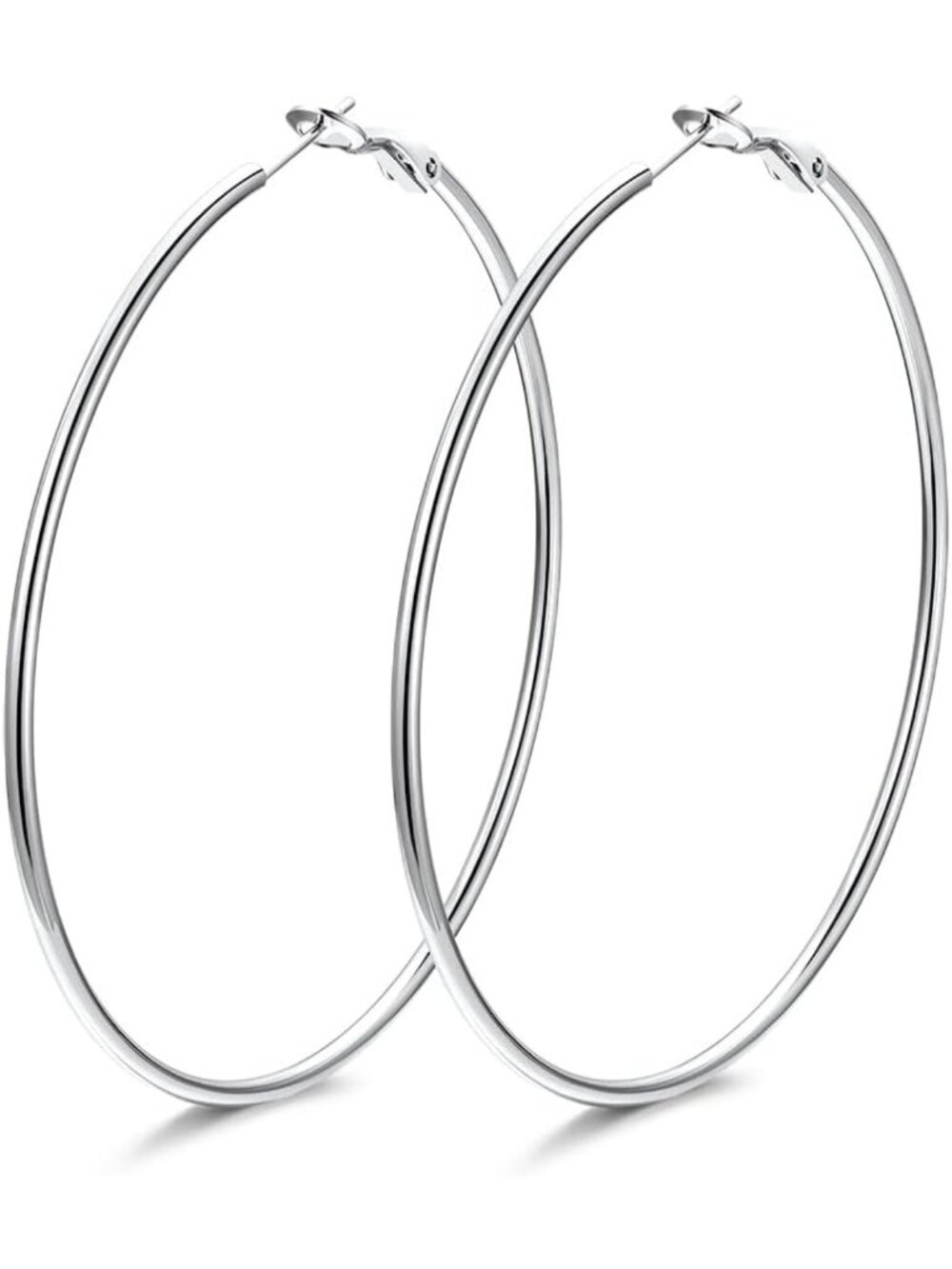 Stylish Thin Hoop Earrings for Women - Silver, Black, Gold Plated, 20-100mm